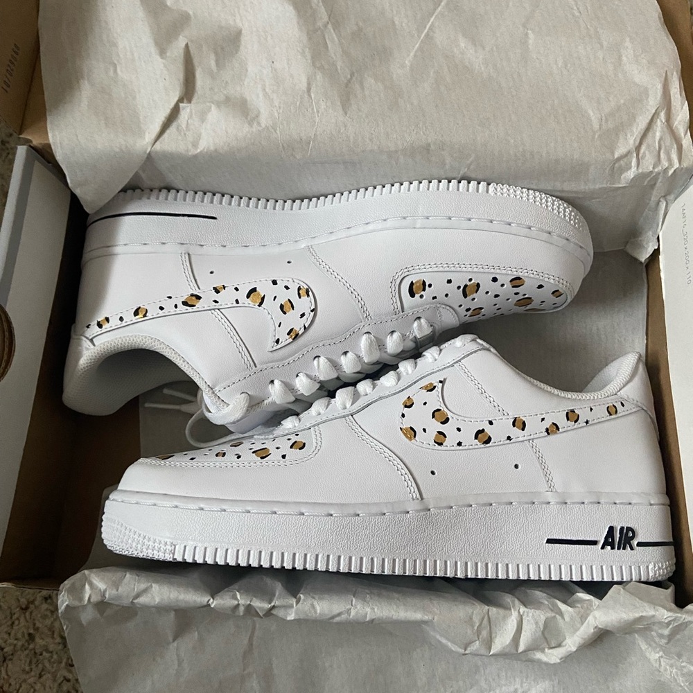 Gold cheetah Print painted Nike AF1s